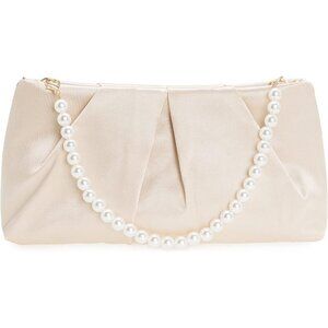 ⚡ Women's Light Gold Formal Pleated Satin Fabric Zipper Closure Clutch Bag